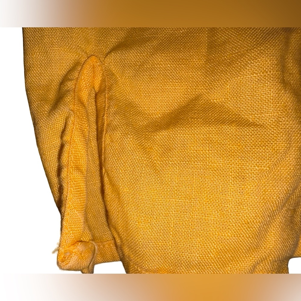 Coldwater Creek 100% Linen Tunic Top Yellow Petite Small PS Pocket Lightweight - Picture 4 of 12